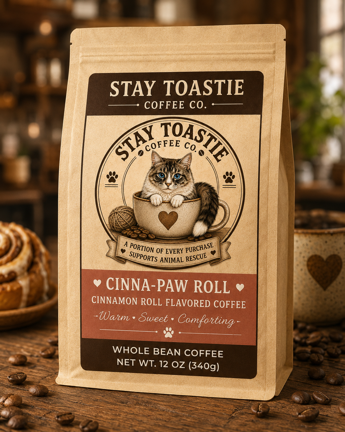 Cinna-Paw Roll Coffee